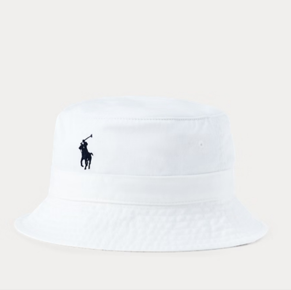 Polo Ralph Lauren Unisex Pony Logo Beachside Bucket Hat Cap White Sz S/M Preppy